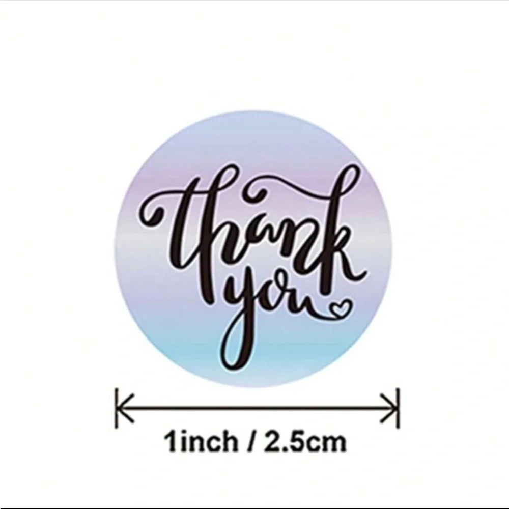 500 Count Holographic 1 inch Thank you stickers